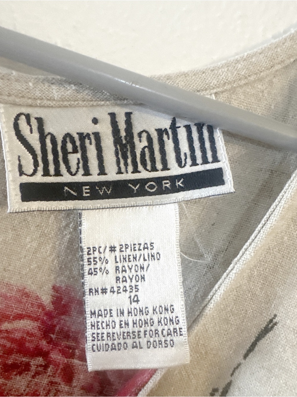 Sheri Martin New York Floral Rose Print Sleeveless Maxi Dress Linen Blend Size L - Picture 7 of 8